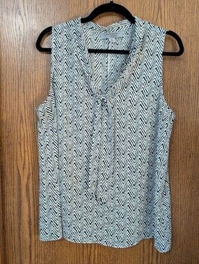 Ruff Hewn Black & White Sleeveless Tie-Neck Camisole (L)